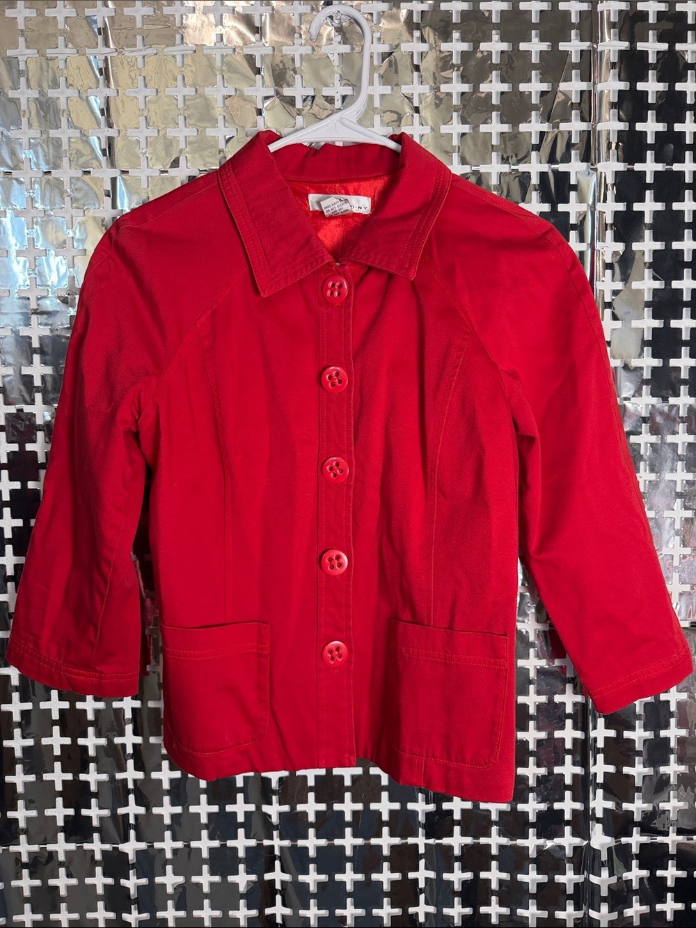 WD.NY Red Button-Front Blazer Jacket